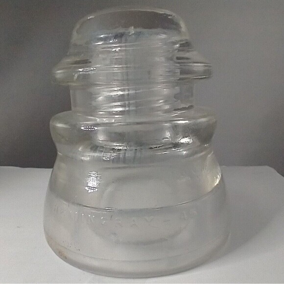 Vintage Hemingray #45 Made in USA 17-41 Clear Glass Insulator read description - Picture 2 of 10